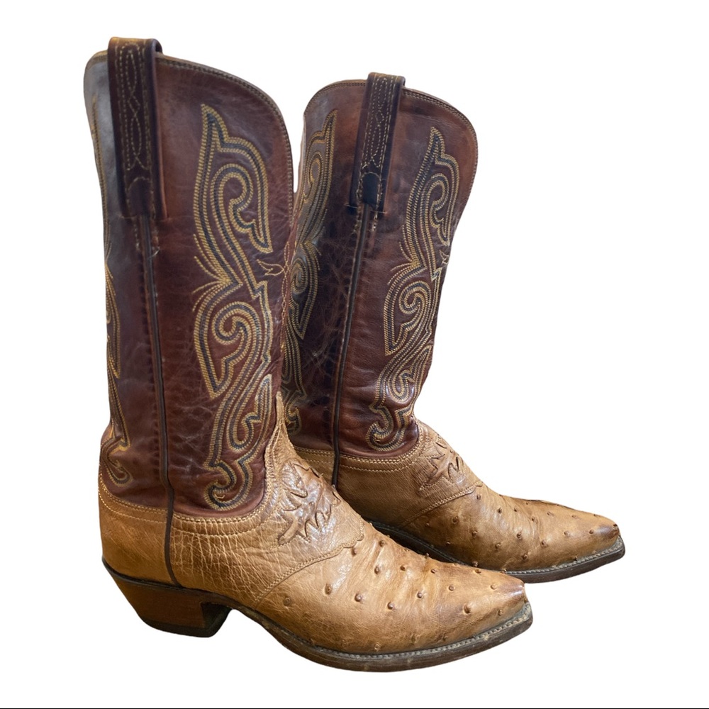 Lucchese 1883 Brown Full Quill Ostrich Cowboy Western Boots Women's 7 B N7019J4